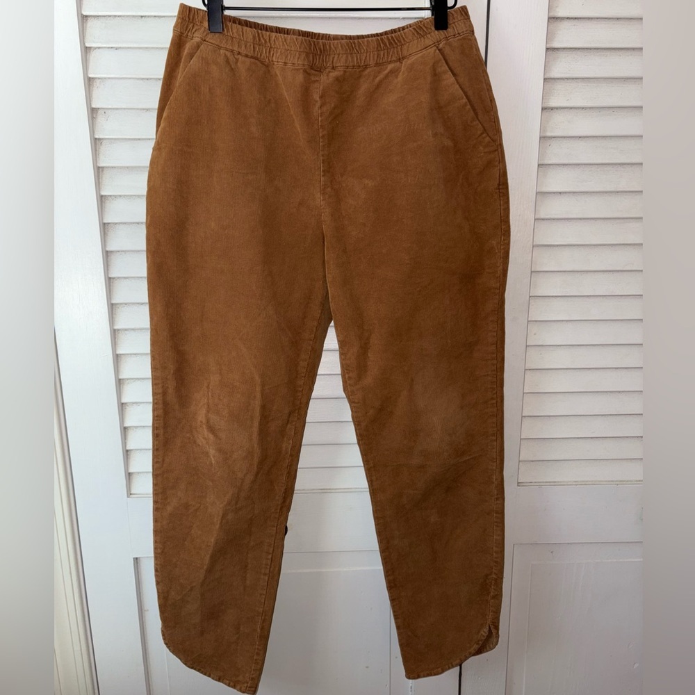 Marine Layer Allison Corduroy Trousers Camel Dolphin Hem Women’s Medium - Picture 2 of 5